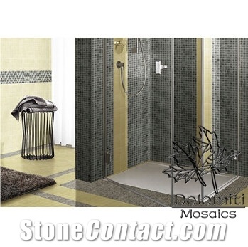 Shower Marble Mosaic Tiles in Dark Grey Marble Square 1"X1" Tumbled