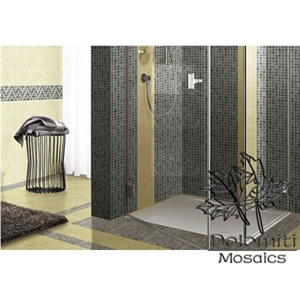 Shower Marble Mosaic Tiles in Dark Grey Marble Square 1"X1" Tumbled
