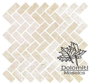 Travertine Mosaic Tiles in Herringbone Pattern