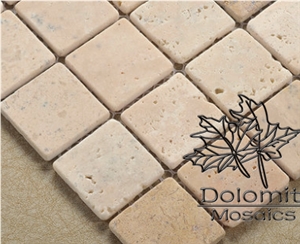 Tumbled Travertine Mosaic Tiles,Unfilled Stone Tile Mosaic