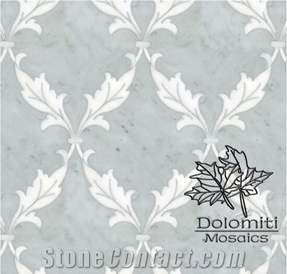 Waterjet Marble Vine Design in Carrara White,Thassos White- Wm024 Medallion