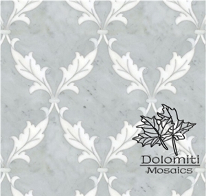 Waterjet Marble Vine Design in Carrara White,Thassos White- Wm024 Medallion