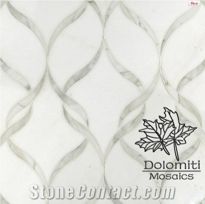 Waterjet Mosaic Tiles in Thassos White,Calacatta Tia Wm021 Medallion