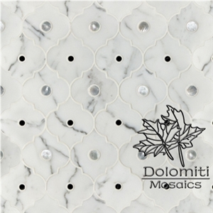 Waterjet Stone Design in Calacatta White,Mother Of Pearl,Waterjet Marble Mosaic Tile Wm017 Medallion
