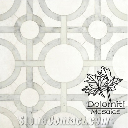 Waterjet Stone Design in Thassos White,Calacatta- Wm023 Medallion
