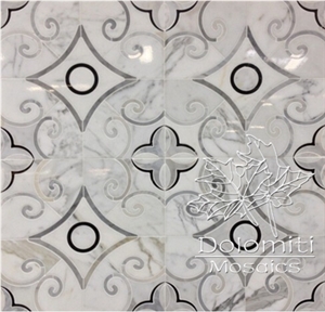 Waterjet Stone Mosaic in Calacatta White,Carrar Cd Waterjet Marble Mosaic Medallion Wm015 Waterjet Stone Mosaic in Calacatta White,Carrar Cd Waterjet Marble Mosaic Medallion Wm015