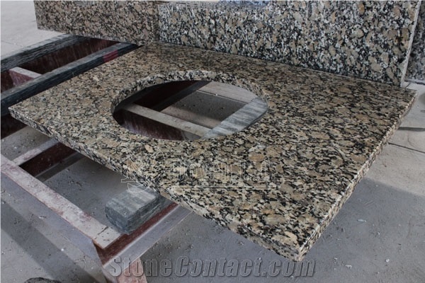 Sesame Gold Granite Bathroom Vanity Top with Eased Edge