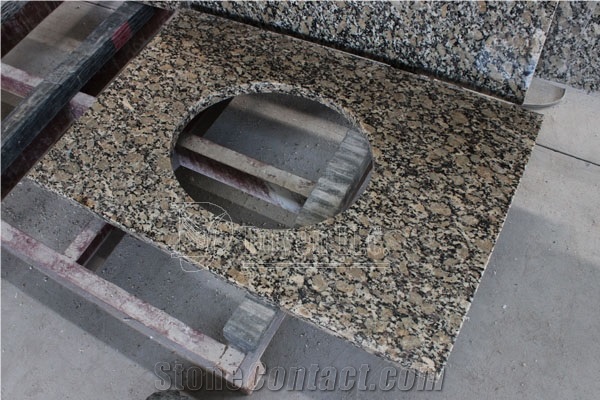 Sesame Gold Granite Bathroom Vanity Top with Eased Edge