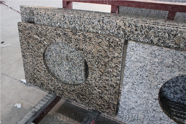 Sesame Gold Granite Bathroom Vanity Top with Eased Edge
