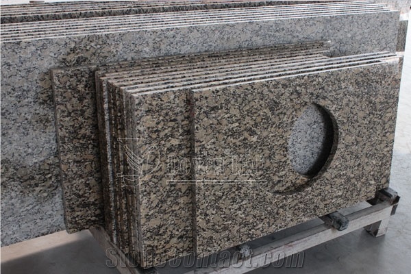 Sesame Gold Granite Bathroom Vanity Top with Eased Edge