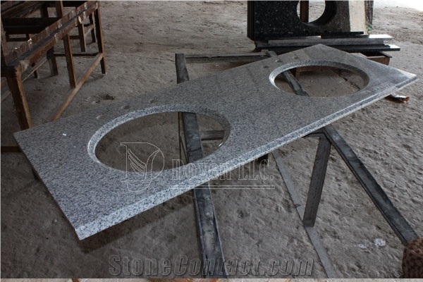 Solar White Double Sink Granite Vanity Top