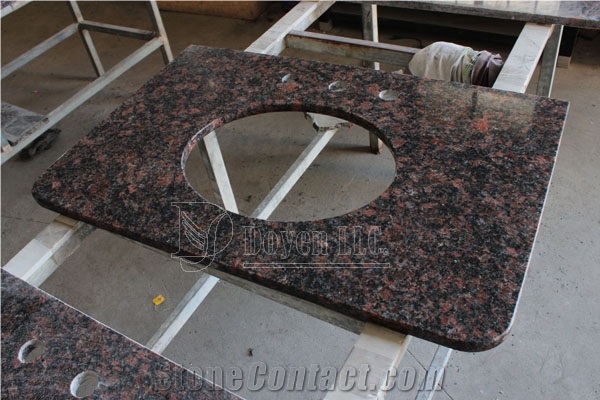 Tan Brown Bathroom Vanitytops with Undermount Sink Cutout