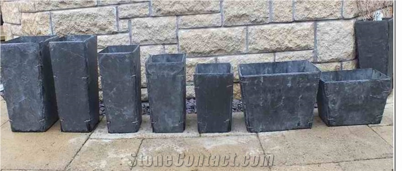 Black Slate Flower Pot