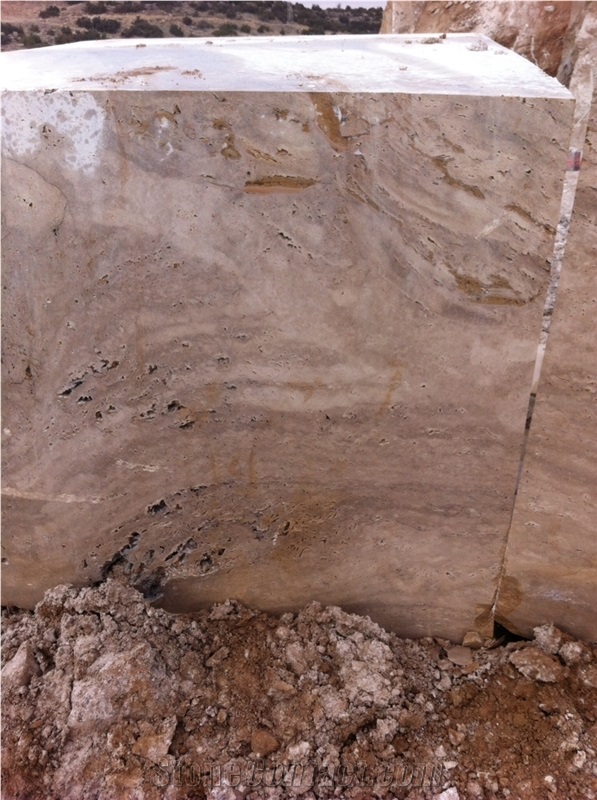 White Travertine Marble Block, Turkey White Travertine