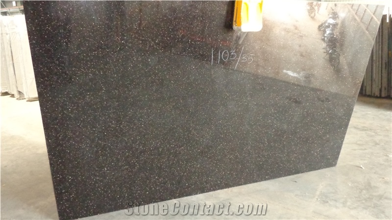 Black Galaxy Granite Slabs, India Black Granite