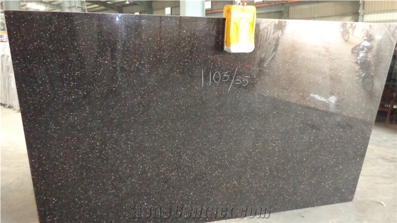 Black Galaxy Granite Slabs, India Black Granite
