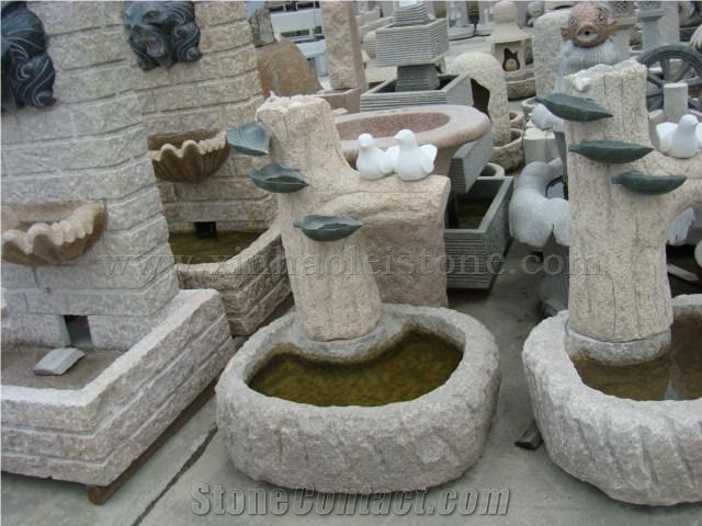 Granite Garden Water Pot, Grey Granite Fountain