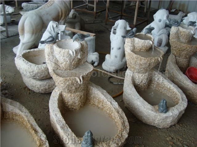 Granite Garden Water Pot, Grey Granite Fountain