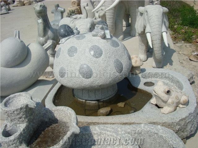 Granite Garden Water Pot, Grey Granite Fountain