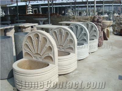 Granite Garden Water Pot, Grey Granite Fountain