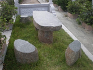 Grey Marble Garden Bench & Table