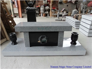Granite Cremation Bench, G614 Grey Granite Urn, Vase & Bench Granite Cremation Bench, G614 Grey Granite Urn, Vase & Bench