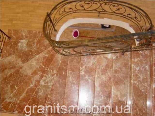 Rojo Aurora Marble Staircase