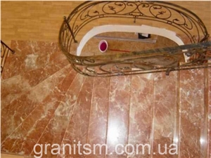 Rojo Aurora Marble Staircase