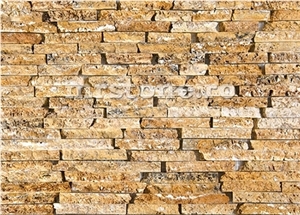 Gold Travertine Split Linear Mosaic, Yellow Travertine Mosaic