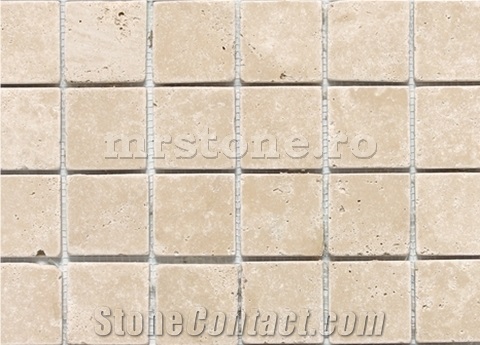 Light Travertine Tumbled Mosaic