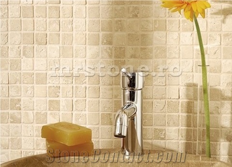 Light Travertine Tumbled Mosaic