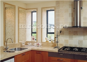 Light Travertine Tumbled Mosaic