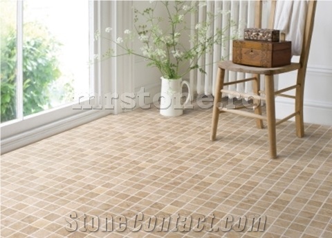 Light Travertine Tumbled Mosaic