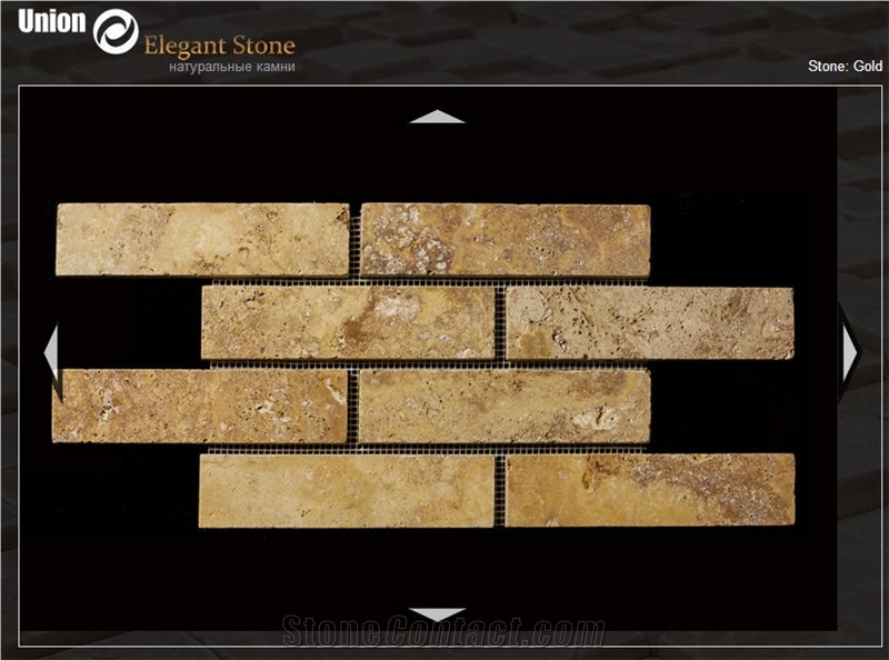 Gold Travertine Polished Brick Mosaic
