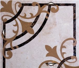 Latte + Dark Emperador Marble + Light Emperador Marble Medallion