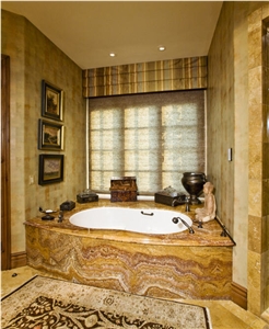 Golden Yellow Onyx Bath Tub Surround