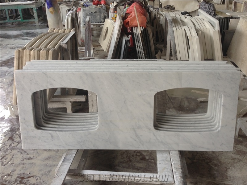 White Carrara Marble Bath Tops