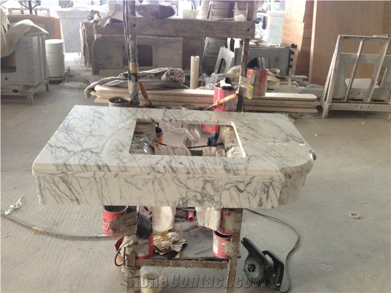 White Carrara Marble Bath Tops