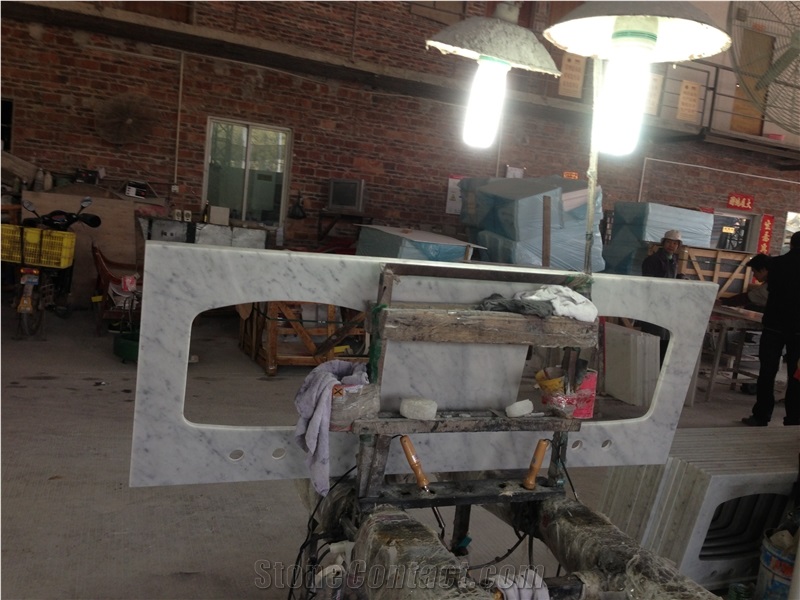 White Carrara Marble Bath Tops