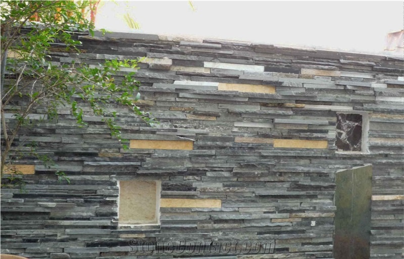 Lava Stone Features Wall, China Lava Stone Black Basalt Cultured Stone