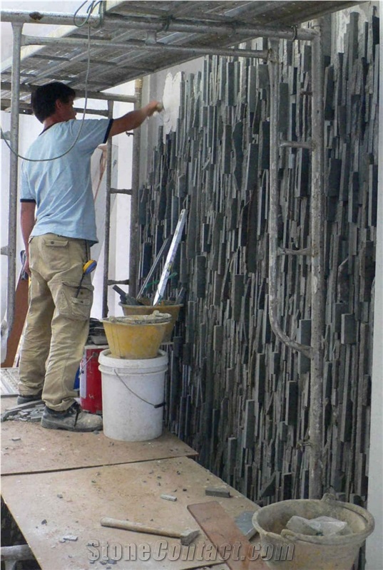 Lava Stone Features Wall, China Lava Stone Black Basalt Cultured Stone