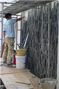 Lava Stone Features Wall, China Lava Stone Black Basalt Cultured Stone