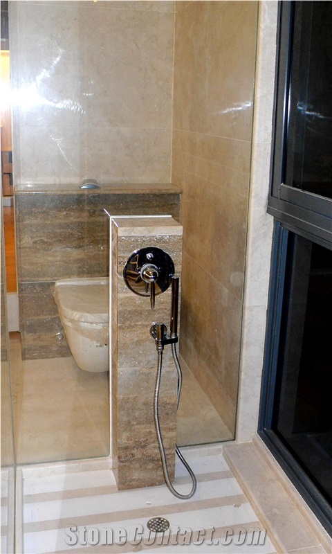 Silver Travertine Premium Bathroom Shower View