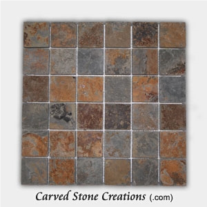 Golden Multicolor Slate Squares Mosaic