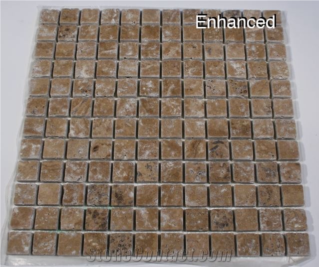 Noce Travertine Tumbled Mosaic Tiles