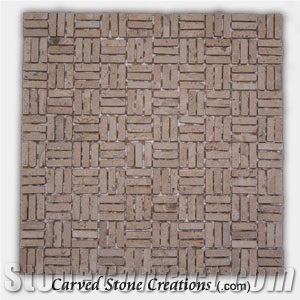 Romano Tumbled Travertine Basket-Weave Mosaic