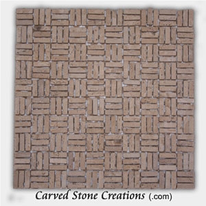 Romano Tumbled Travertine Basket-Weave Mosaic Romano Tumbled Travertine Basket-Weave Mosaic
