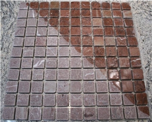Rosso Alicante Marble Tumbled Square Mosaic Tiles