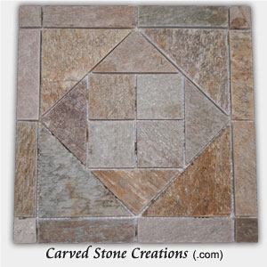 Serengeti Gold Quartzite Triangle Square Pattern Mosaic