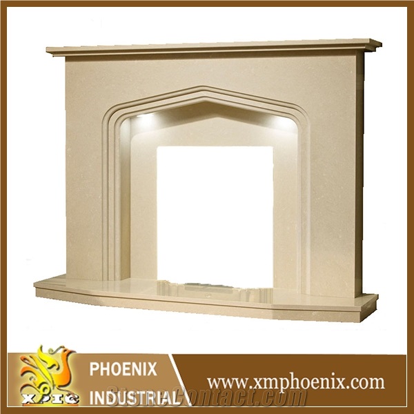 Marble Fireplace Mantel, Beige Marble Fireplace Mantel